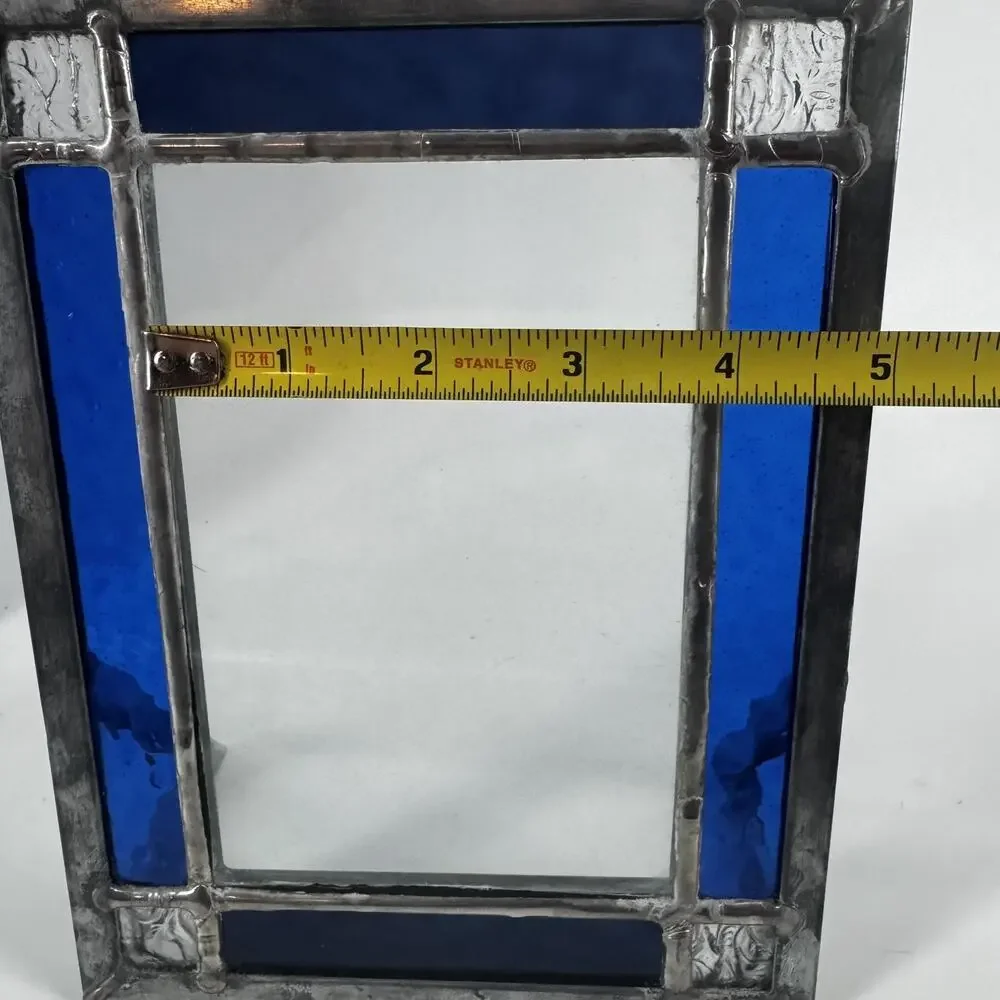 Set Of 2 Blue Stained Glass Geometric Picture 4x6 Frames